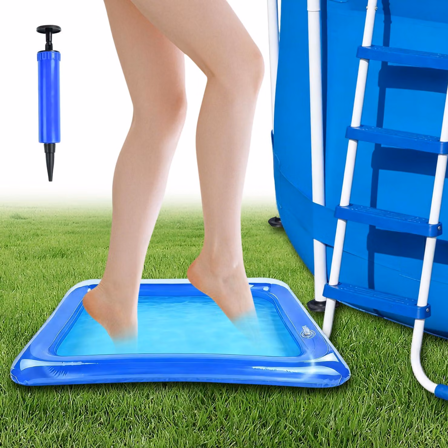 Piscina gonfiabile, dimensioni 60 x 45 cm, con pompa ad aria, ideale per uso esterno
