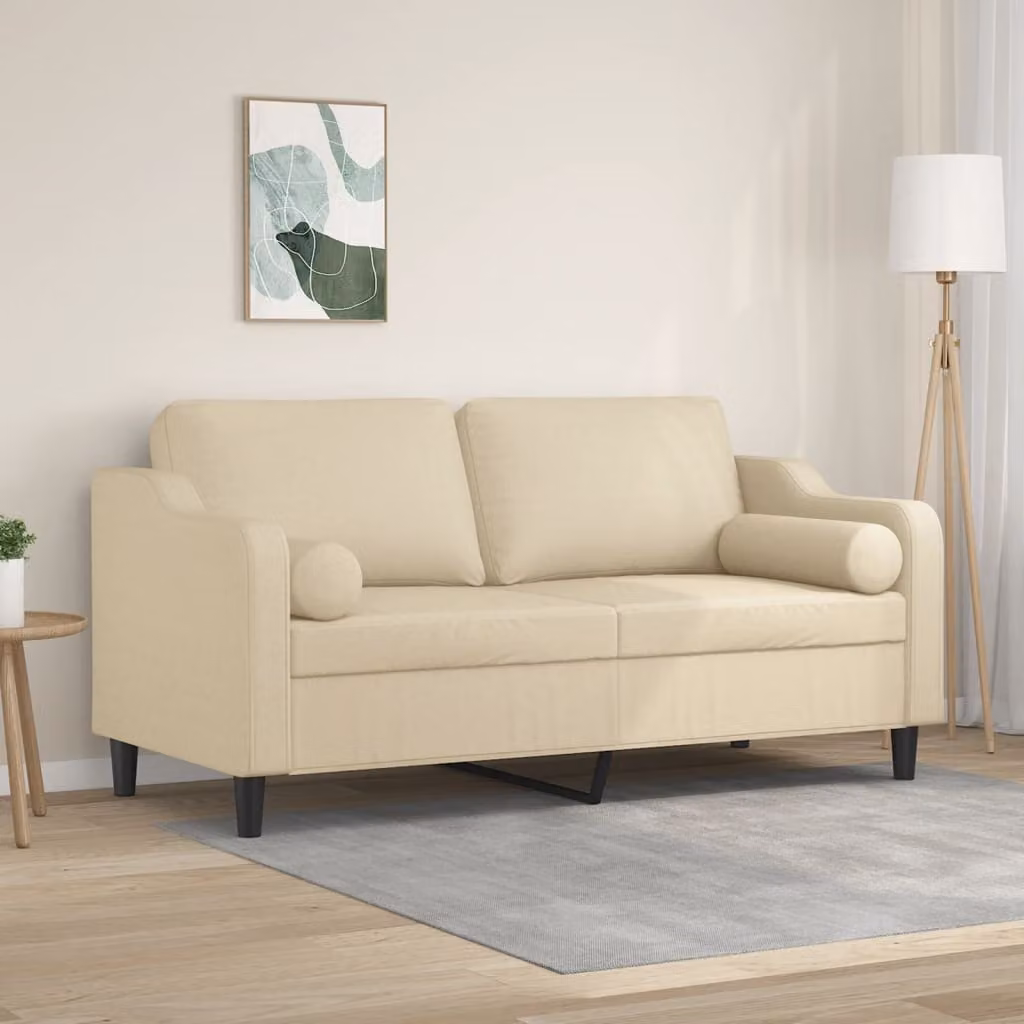 vidaXL Divano a 2 Posti Moderno in Tessuto Beige con Cuscini e Rivestimenti Rimovibili