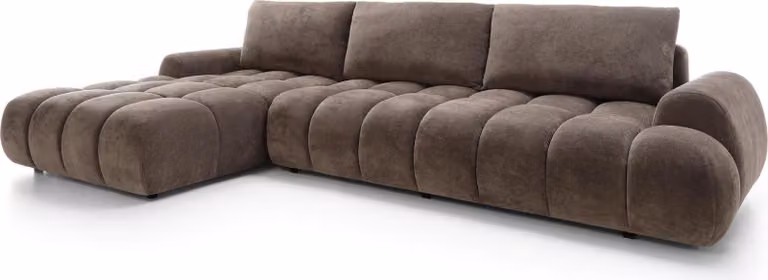 FURNLUX Divano ad angolo Rimini Marrone e Nero 340cm / Colore principale: Marrone / Dimensioni: 340 x 86 x 177 cm