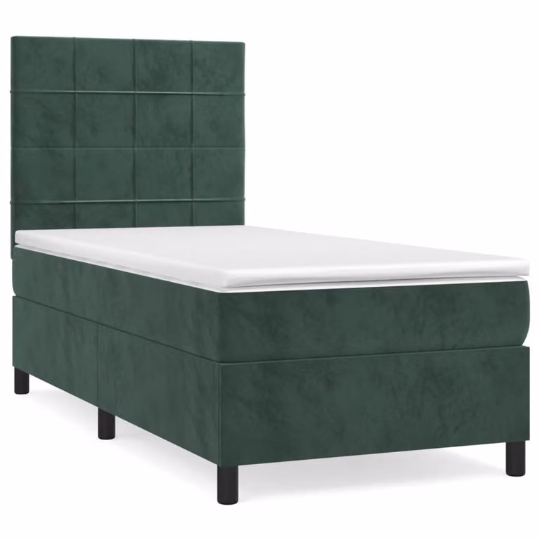 Giroletto a Molle con Materasso Verde Scuro 80x200 cm Velluto
