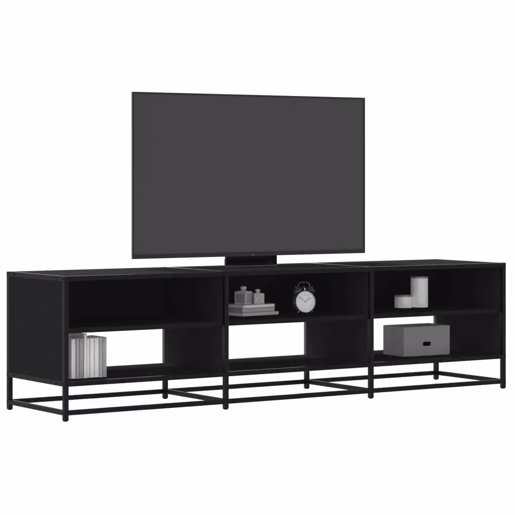 vidaXL Mobile Porta TV Nero in Legno e Metallo L: 180 cm, P: 40 cm, H: 46 cm