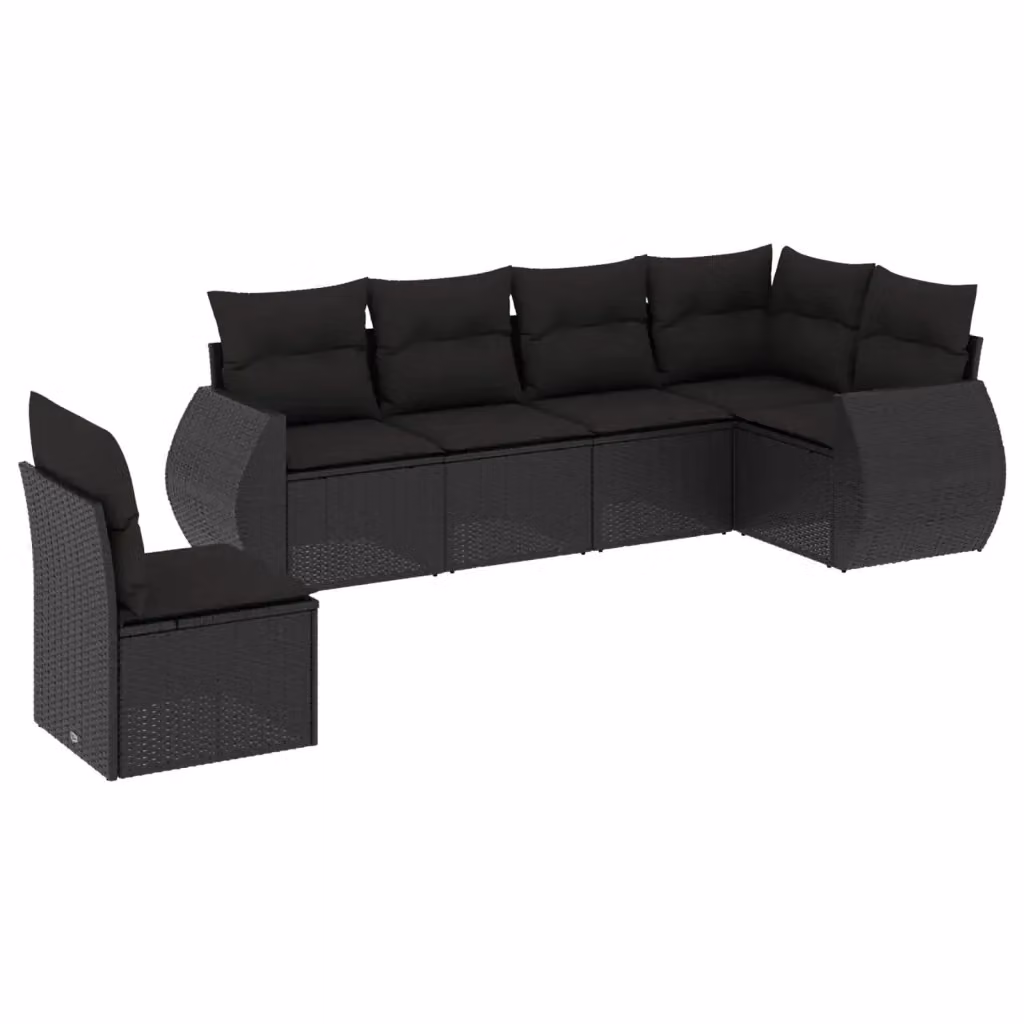 vidaXL Set Divano da Giardino a L in Polyrattan Nero con Cuscini e Rivestimenti Rimovibili – 2