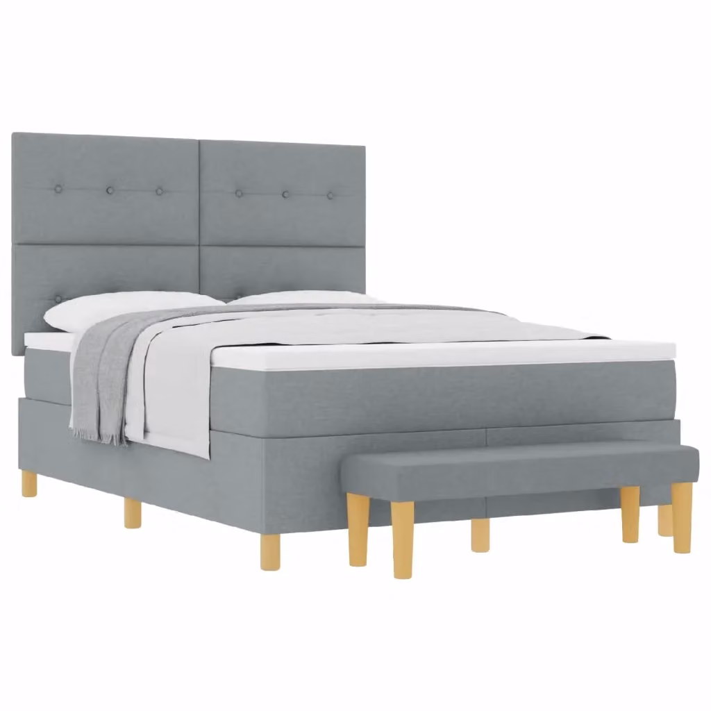 Letto matrimoniale con testiera vidaXL in tessuto grigio L: 140 cm, P: 200 cm, H: 128 cm – 2