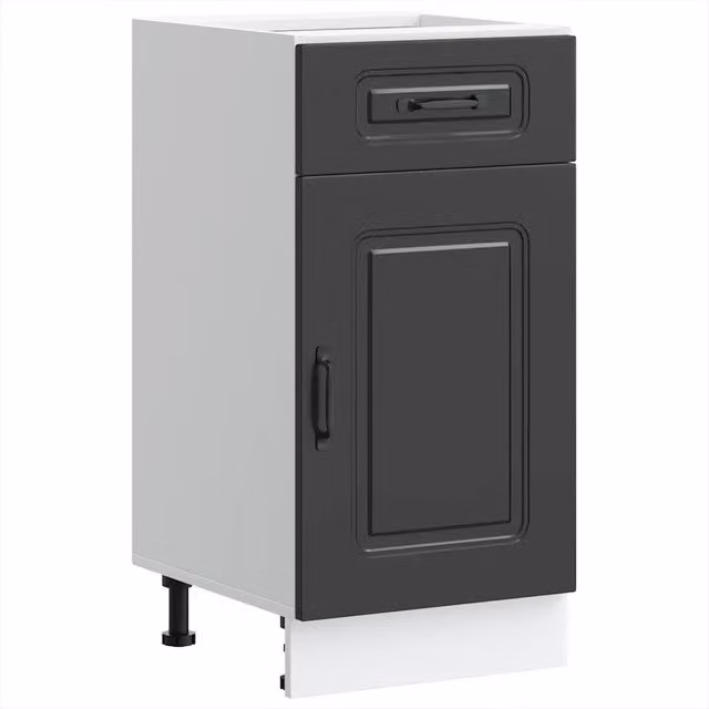 Mobile contenitore da cucina HELLOSHOP26 in legno composito nero opaco con ante a battente, stile moderno, L: 40 cm, P: 46 cm, H: 81,5 cm