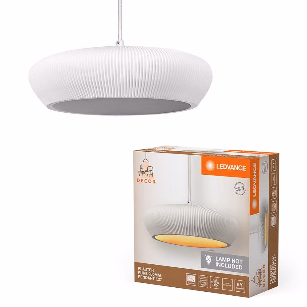Ledvance Lampada da soffitto a sospensione Decor Plaster Pure E27 Bianca