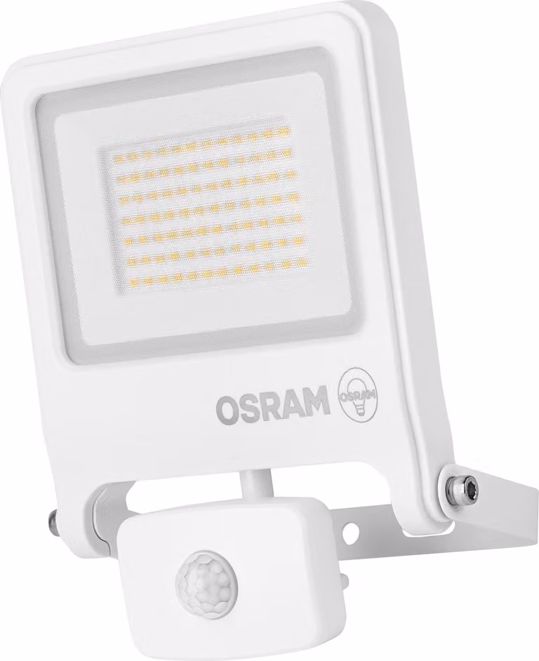 OSRAM ENDURA FLOOD PC 50W Proiettore LED con sensore, 3000K bianco caldo, 5000 lumen, IP44 Proiettore con rilevatore PIR, funzione crepuscolare 2-1000 lux