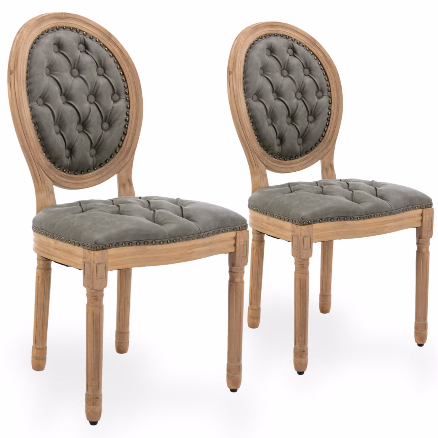 Set di 2 sedie da pranzo vintage, stile rustico francese, set di due sedie per la sala da pranzo