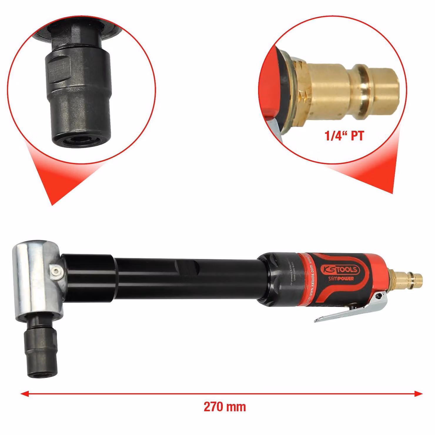 KS Tools SlimPOWER mini smerigliatrice angolare pneumatica, 18.000 giri/min