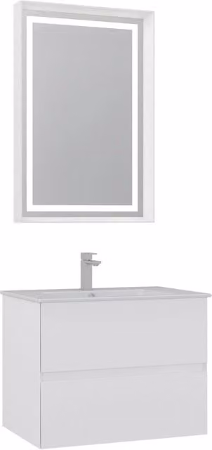 Set mobile lavabo con specchio Nest 71 v2 Hanah Home, Bianco opaco, L: 71 cm, P: 51 cm, H: 55 cm – 1