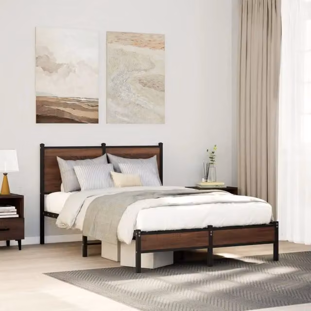 Giroletto senza Materasso-Struttura Letto in Metallo Rovere Marrone 120x200 cm 701108
