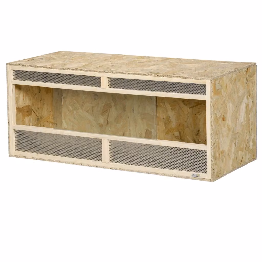 Terrario per rettili Minimal in legno OSB e vetro con porta scorrevole, colore naturale, L 120 x P 50 x H 50 cm – 2