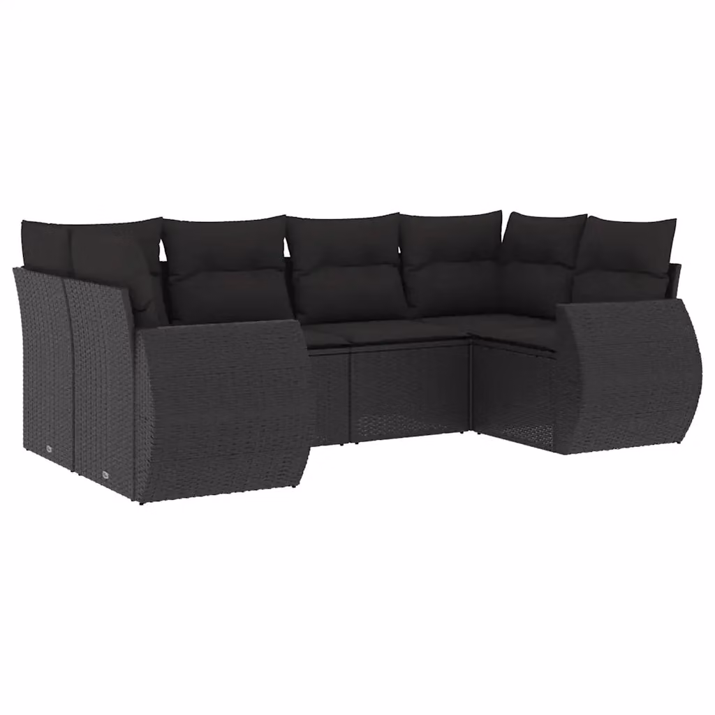 Set Divano da Giardino a L vidaXL 6 pz in Polyrattan Nero con Cuscini e Struttura in Metallo – 2
