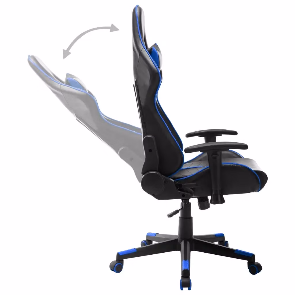 Sedia da Gaming vidaXL Blu e Nera in Similpelle con Poggiatesta e Braccioli – 2