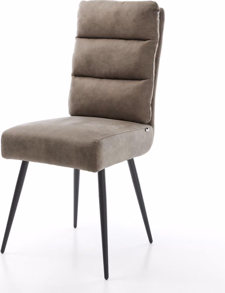DELIFE Sedia da pranzo Pela-Flex Microfibra Taupe Vintage 4 gambe coniche Nero Molle insacchettate