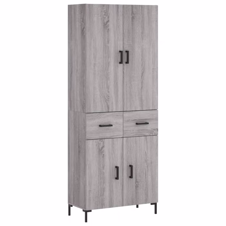 Credenza Grigio Sonoma 69,5x34x180 cm in Legno Multistrato