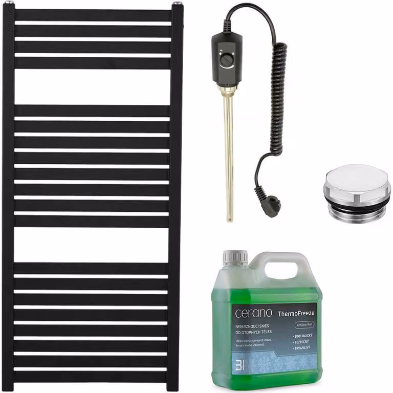 Set di radiatori elettrici da bagno Vincenzo - 300W - nero opaco - 970x450 mm