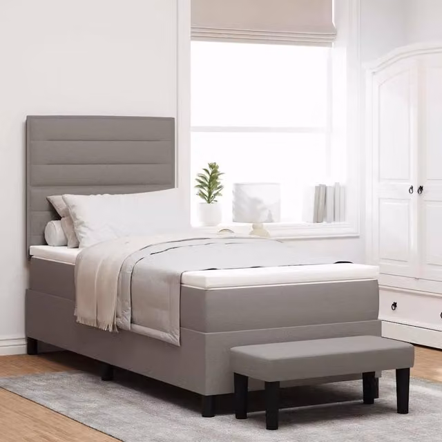 Letto Ibrido con Testiera e Struttura Imbottita vidaXL in Tessuto Beige o Grigio L/P: 100 x 200 cm