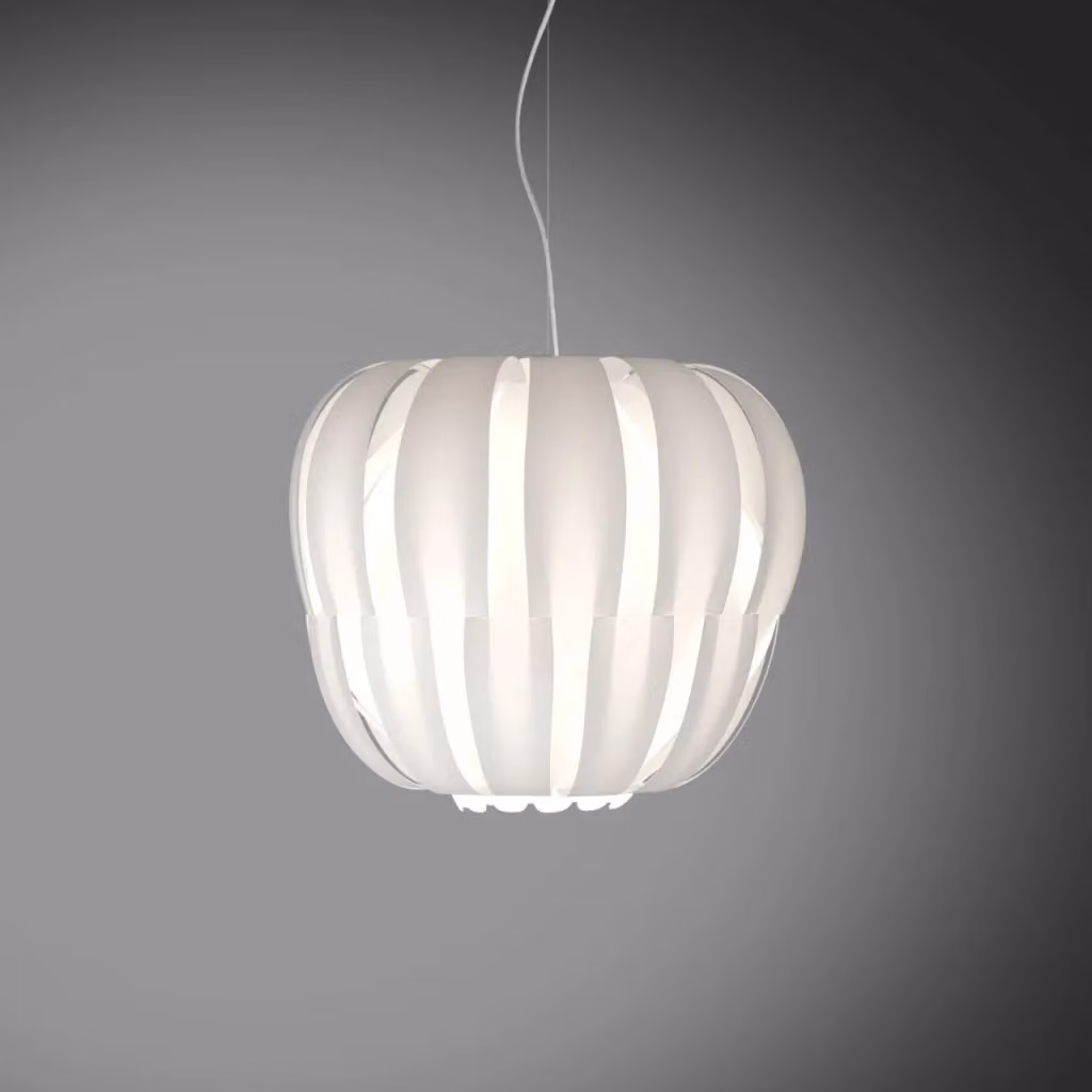 Lampada a sospensione IPERBRIKO in metallo cromato e bianco, forma rotonda, L: 42 cm, H: 32 cm – 2