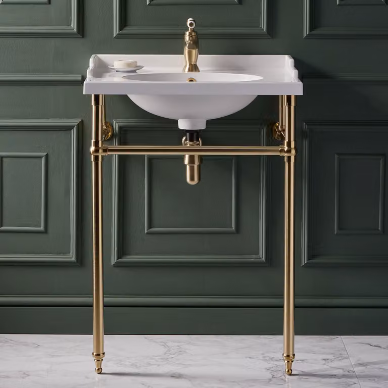 Consolle Oro Satinato con Lavabo Tradizionale 630mm - Stile Classico - Finitura premium - Elizabeth