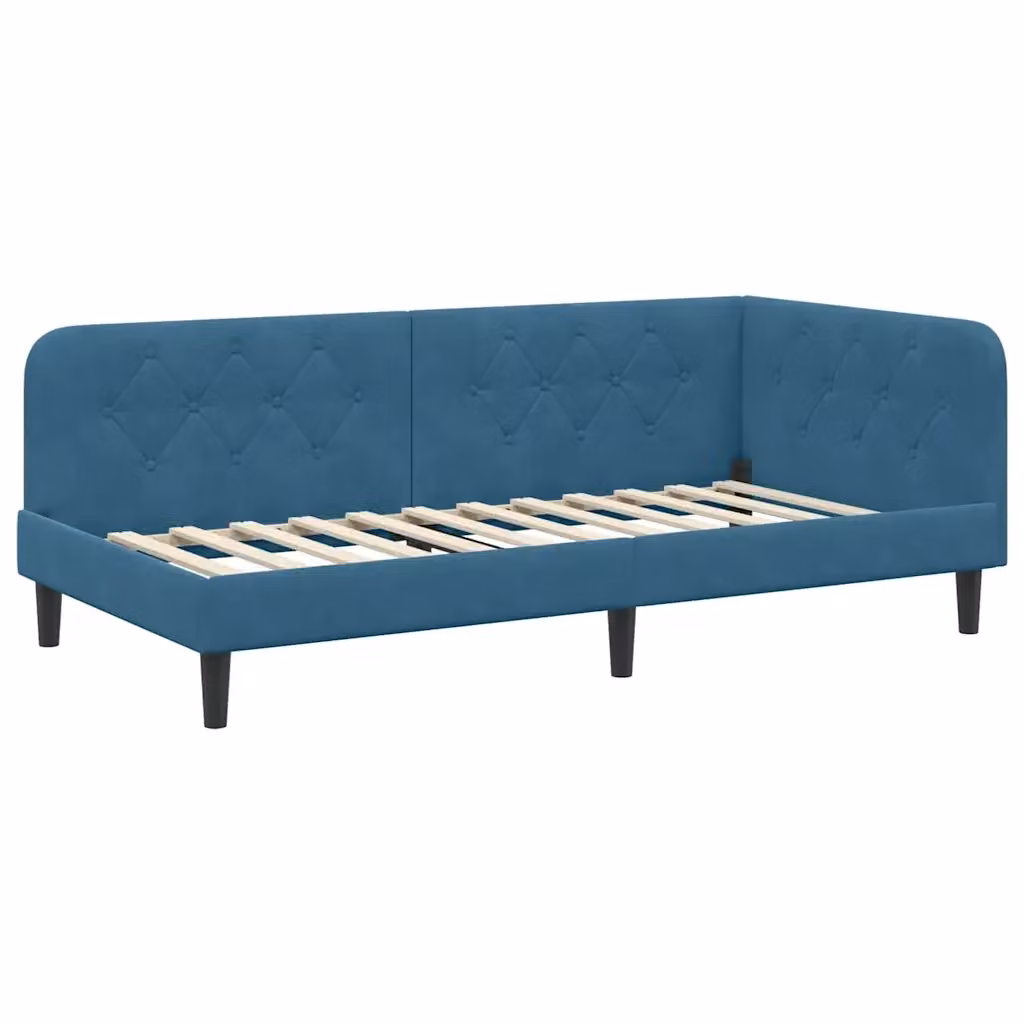 vidaXL Cornice del letto ad angolo in velluto blu, L/P/H: 200 x 100 x 72 cm – 2