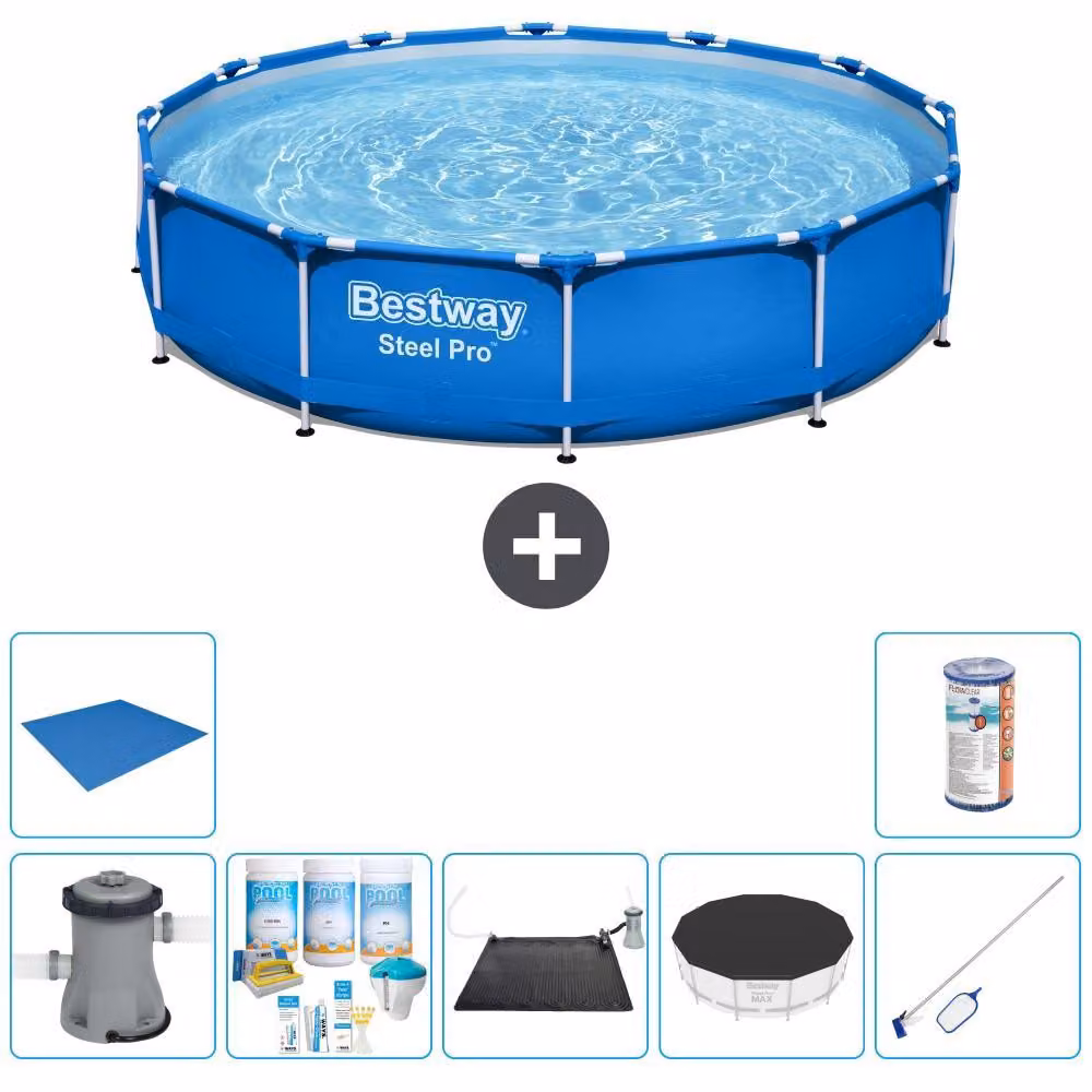 Bestway Steel Pro, piscina in acciaio, forma rotonda - 366x76 cm - 8 pezzi, modello S21592