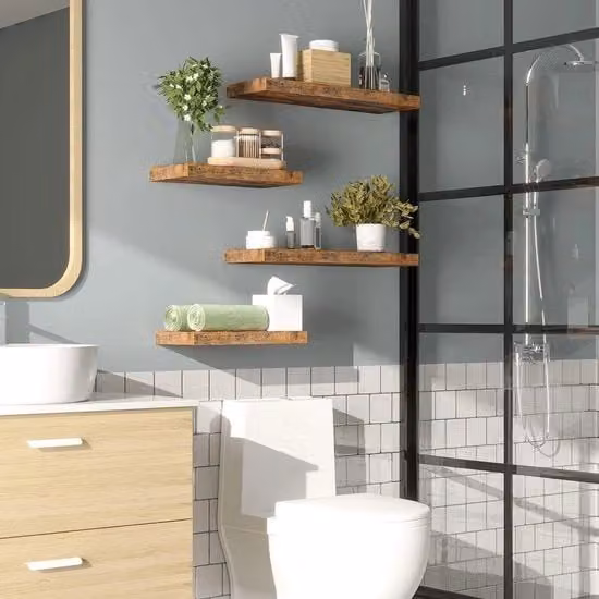 Set di 2 pannelli decorativi HOOBRO per parete in stile rustico, colore marrone, L 60 cm x P 20 cm x A 3,8 cm