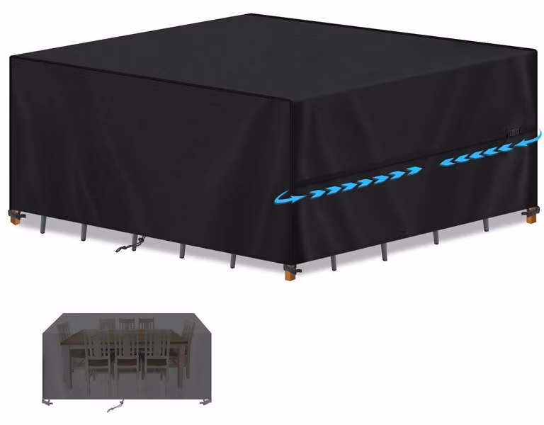 Copertura per mobili da giardino, dimensioni 250x200x80 cm, impermeabile, realizzata in tessuto Oxford 420D, colore nero