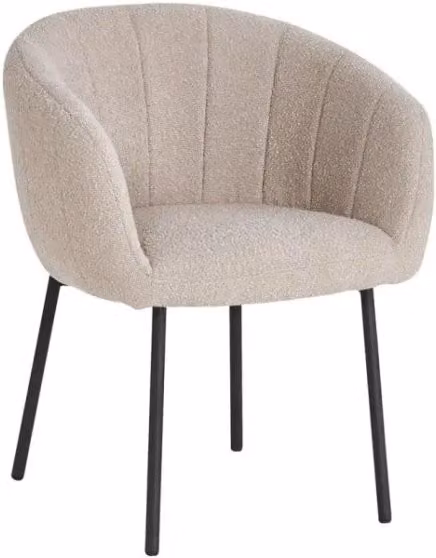 Sedia SIVIGLIA Meublorama in tessuto bouclé color sabbia con piedi in metallo nero H79 x L57 x P62 cm