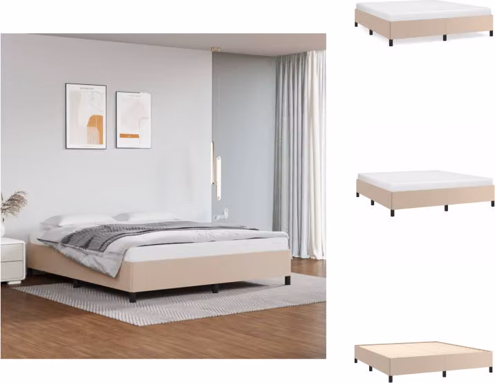 vidaXL Struttura letto cappuccino-marrone 160x200 cm in Pelle finta - Letti e strutture letto