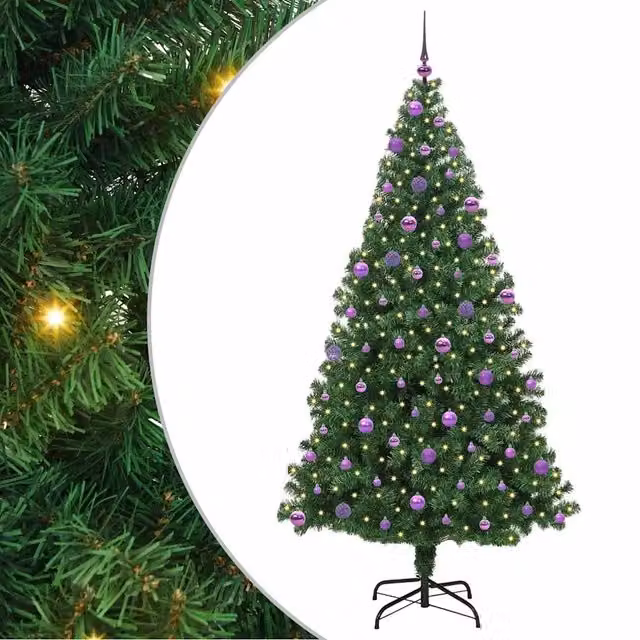 Albero di Natale artificiale verde vidaXL con 300 LED luce bianca calda, Altezza: 210 cm – 1