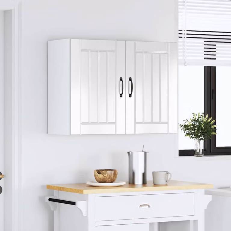 vidaXL Pensile da Cucina Lucca Bianco Lucido in Legno Multistrato