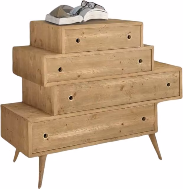 Cassettiera con 4 cassetti in legno di abete spazzolato Mobili 2G L/P/H: 110 x 45 x 95 cm – 1