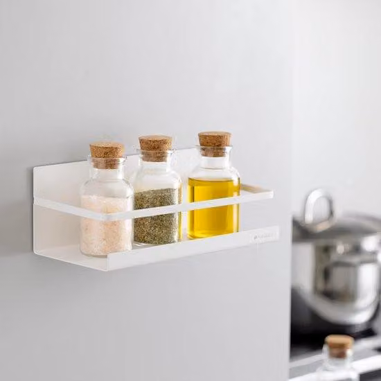 Magnete da cucina per erbe aromatiche - 24,4 x 12 x 9,3 cm - Mensola da cucina senza forature, colore bianco
