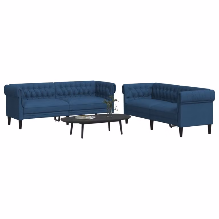Set di 2 divani moderni vidaXL in tessuto blu con struttura in legno massiccio per il tuo soggiorno
