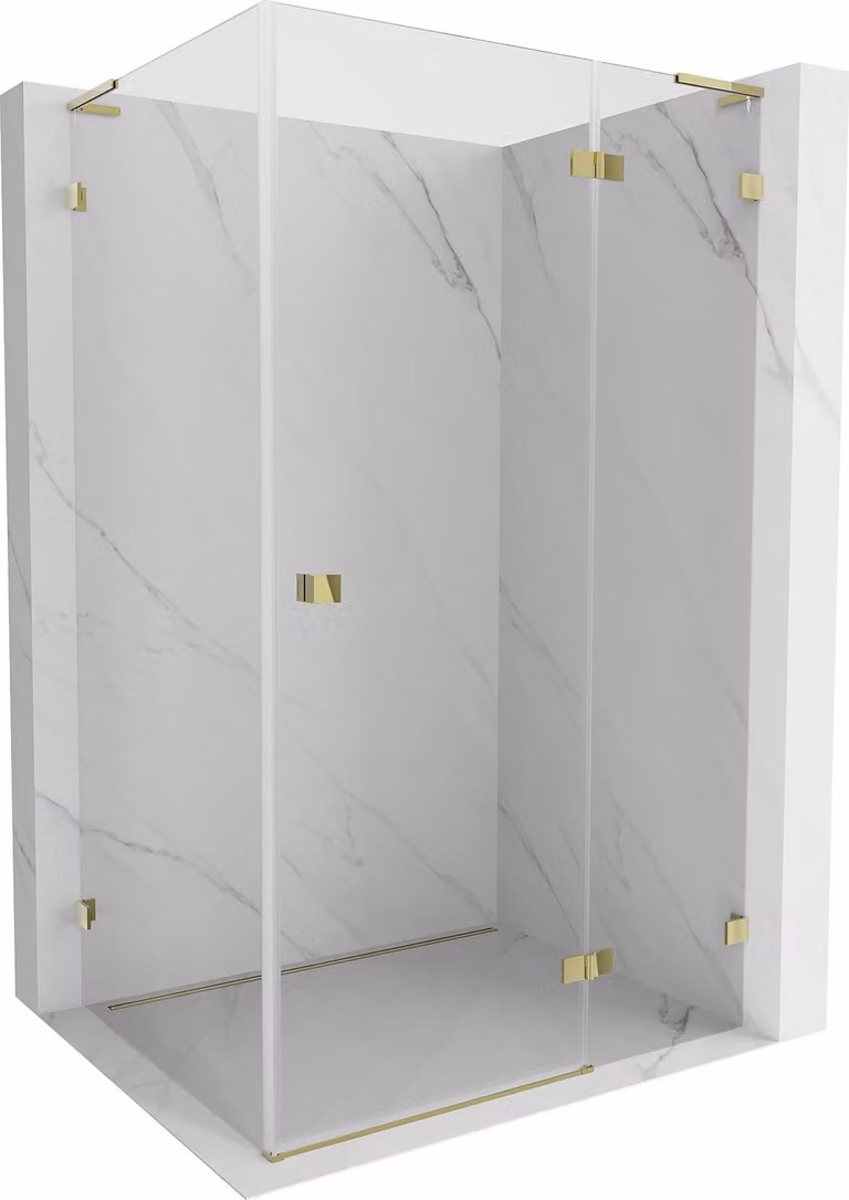 Mexen Lunar L cabina doccia battente destra 85 x 80 cm, trasparente, oro - 834L-085-080-50-00-P