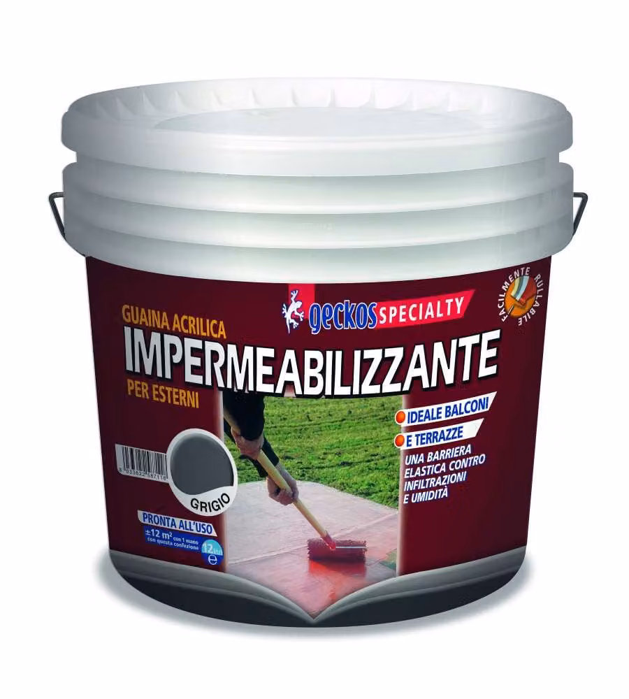 Geckos Guaina acrilica impermeabilizzante 12 L grigio per esterni