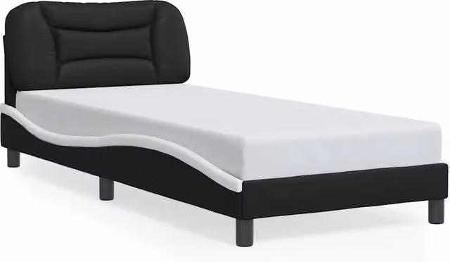 Letto singolo Hvar per adulti in similpelle nero e bianco L/P/H: 200 x 80 x 35 cm