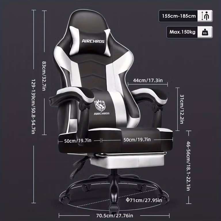 Sedia da gaming – Sedia ergonomica da scrivania con poggiapiedi e schienale regolabile