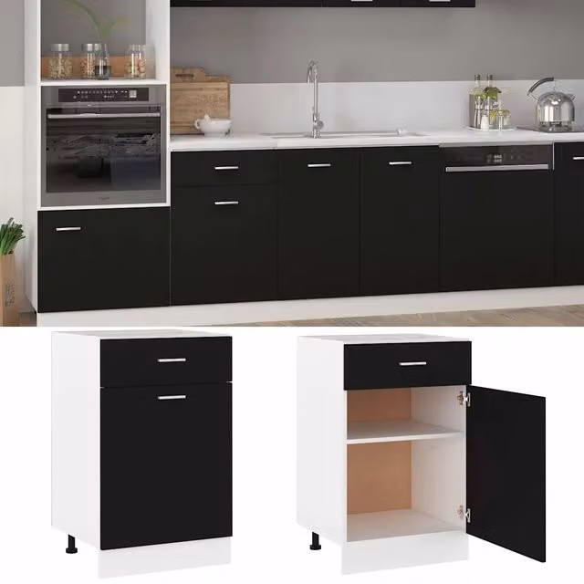 Armadio con Cassetto “Lyon” Nero 50x46x81,5 cm
