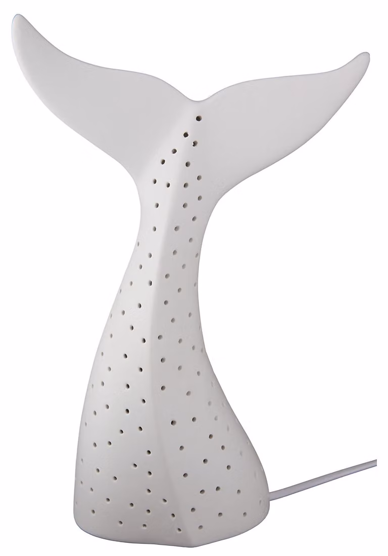 Gilde Tischleuchte, "Flosse", Porzellan, weiß, VE 1, L. 9 cm, B. 19 cm, H. 30 cm, D. 12 cm 32705 4063387327050