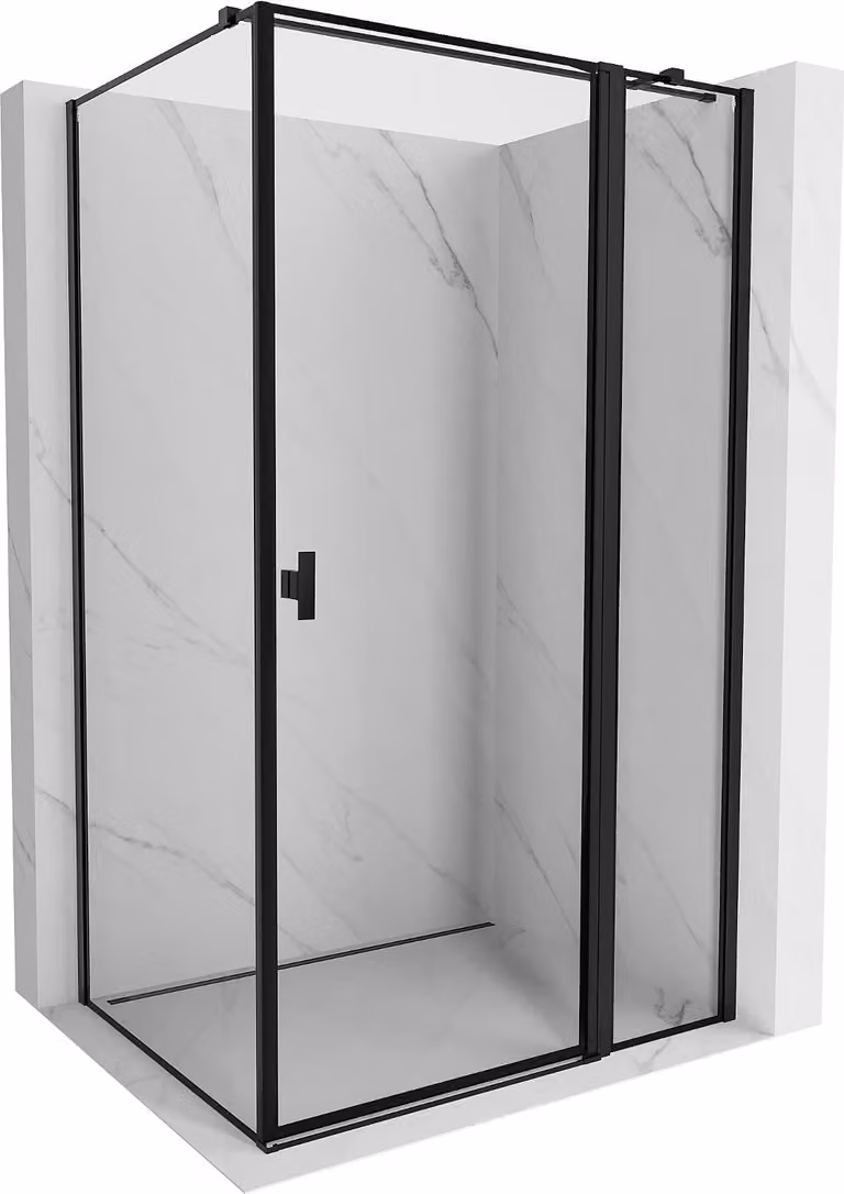 Mexen Mist T cabina doccia a battente destra 110 x 70 cm, cornice nera, nera - 8A4T-110-070-70-70-P