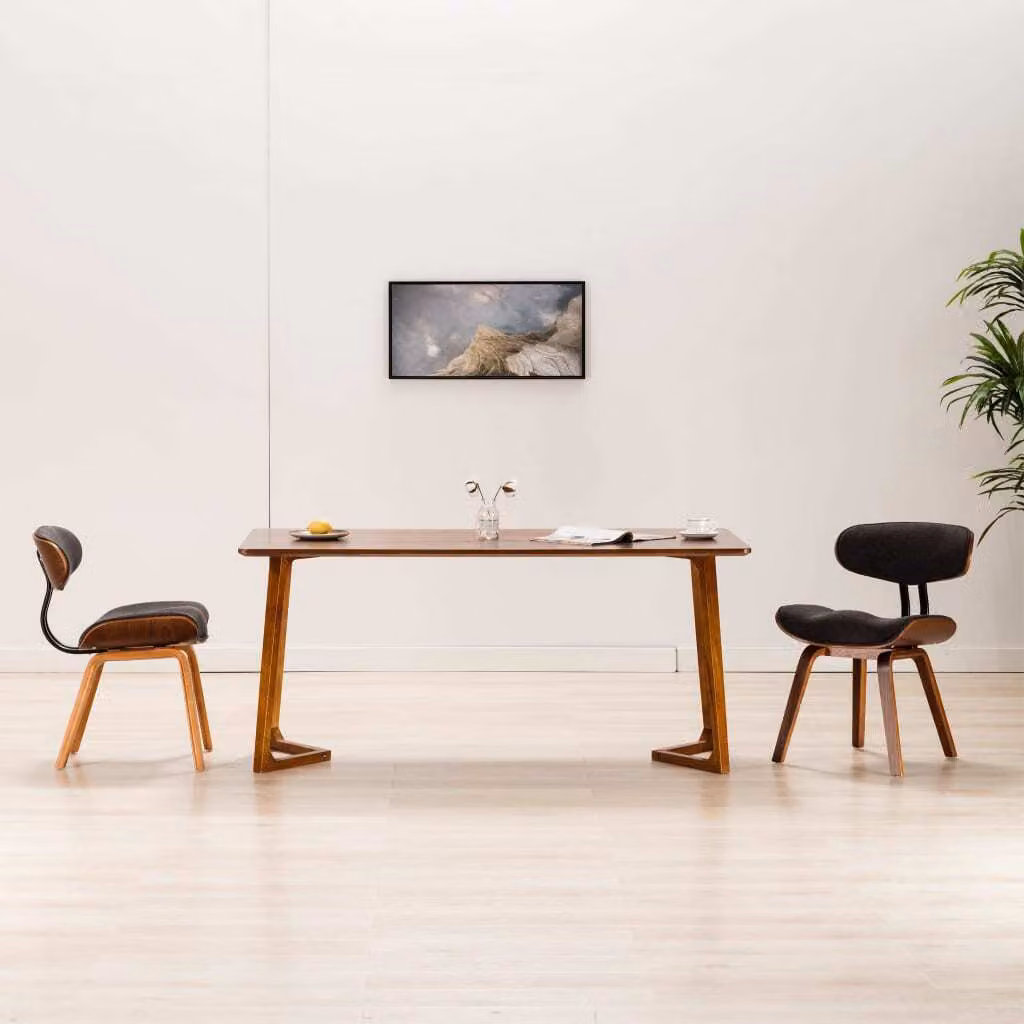 The Living Store Sedie da pranzo 2 pz. Legno curvo e tessuto grigio