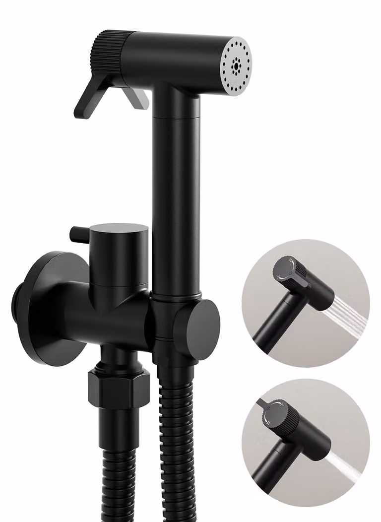 Doccia per bidet da montare sul WC, con doppia funzione, in ottone, da fissare a parete, con tubo di 1,2 metri