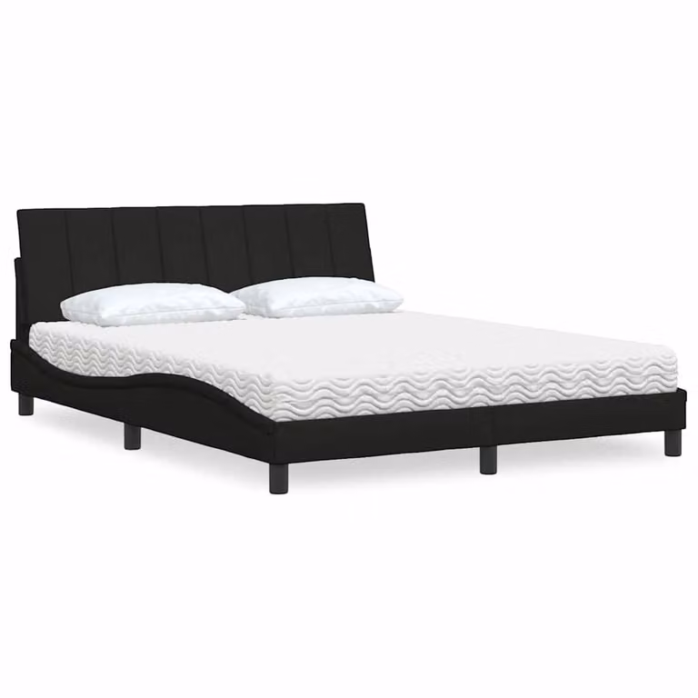 Letto con Materasso Hanko vidaXL in Tessuto Nero L/P: 160 x 200 cm