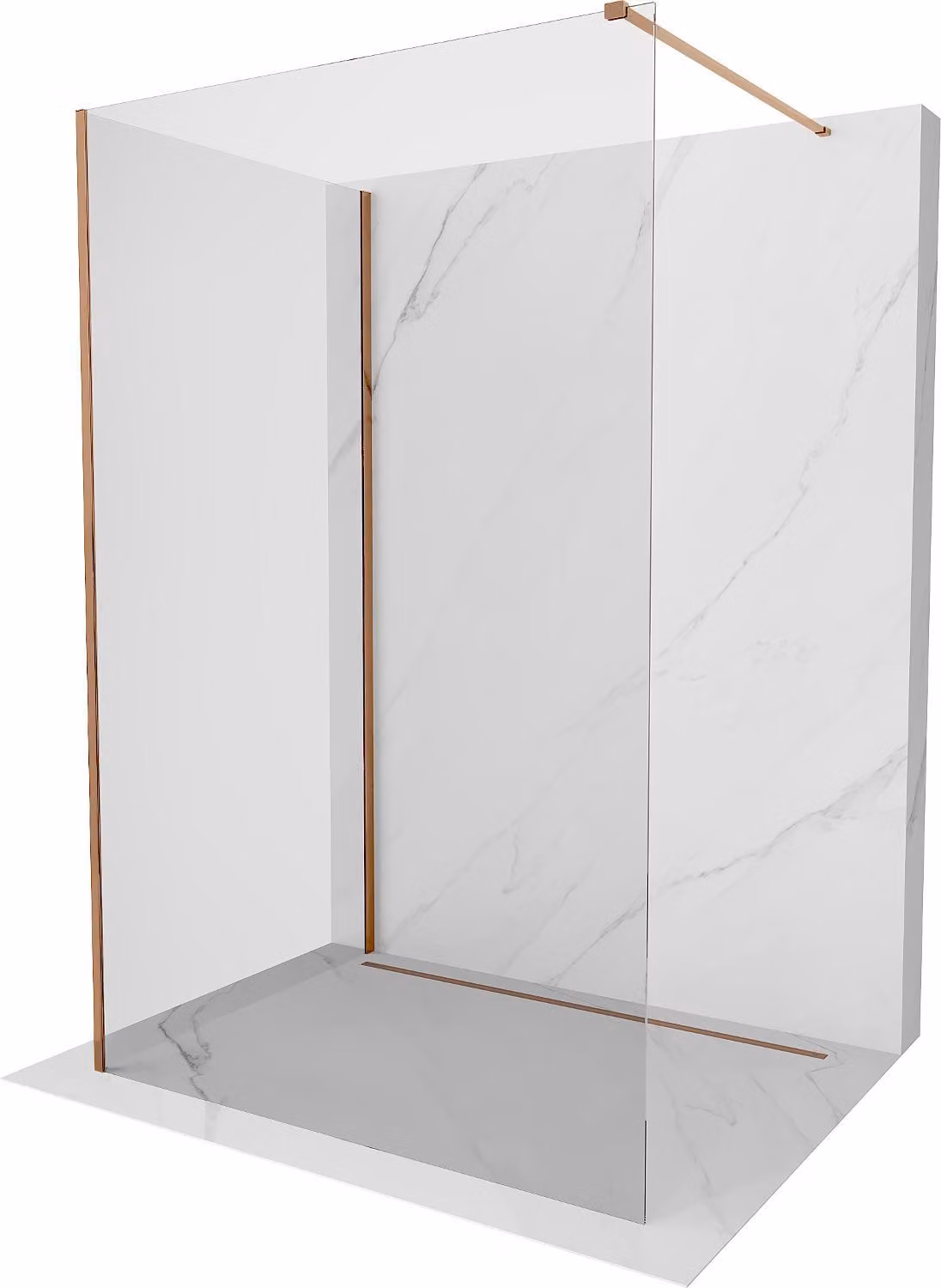 Mexen Kioto parete doccia Walk-in 110 x 105 cm, trasparente, oro rosa - 800-110-212-60-00-105