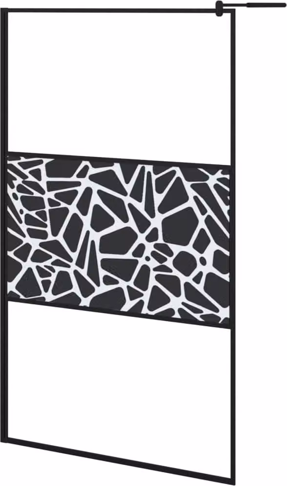 Parete Doccia Walk in 115x195 cm Vetro ESG e Design Pietre Nero