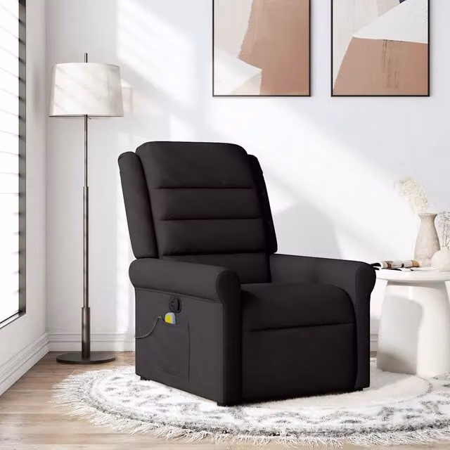 Poltrona Reclinabile Relax vidaXL in Tessuto Nero con Braccioli L: 73,0 cm, P: 91,5 cm, H: 102,5 cm