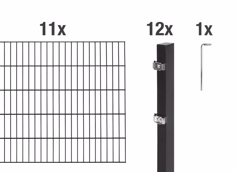 Recinzione a doppia barra Alberts 628024, set completo da 24 elementi, nero opaco, altezza 80 cm, lunghezza 22 m