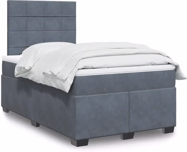 Letto Ibrido vidaXL con Materasso in Velluto Grigio e Bianco L/P/H: 120 x 200 cm