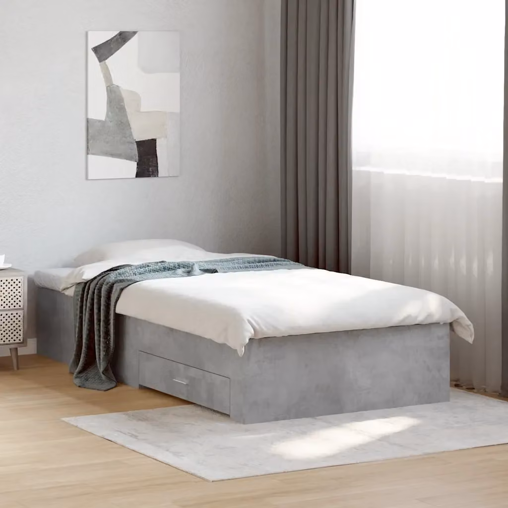 Letto singolo moderno DESIGN IN con cassetti in legno multistrato grigio, L: 78 cm, P: 193 cm, H: 32 cm – 2